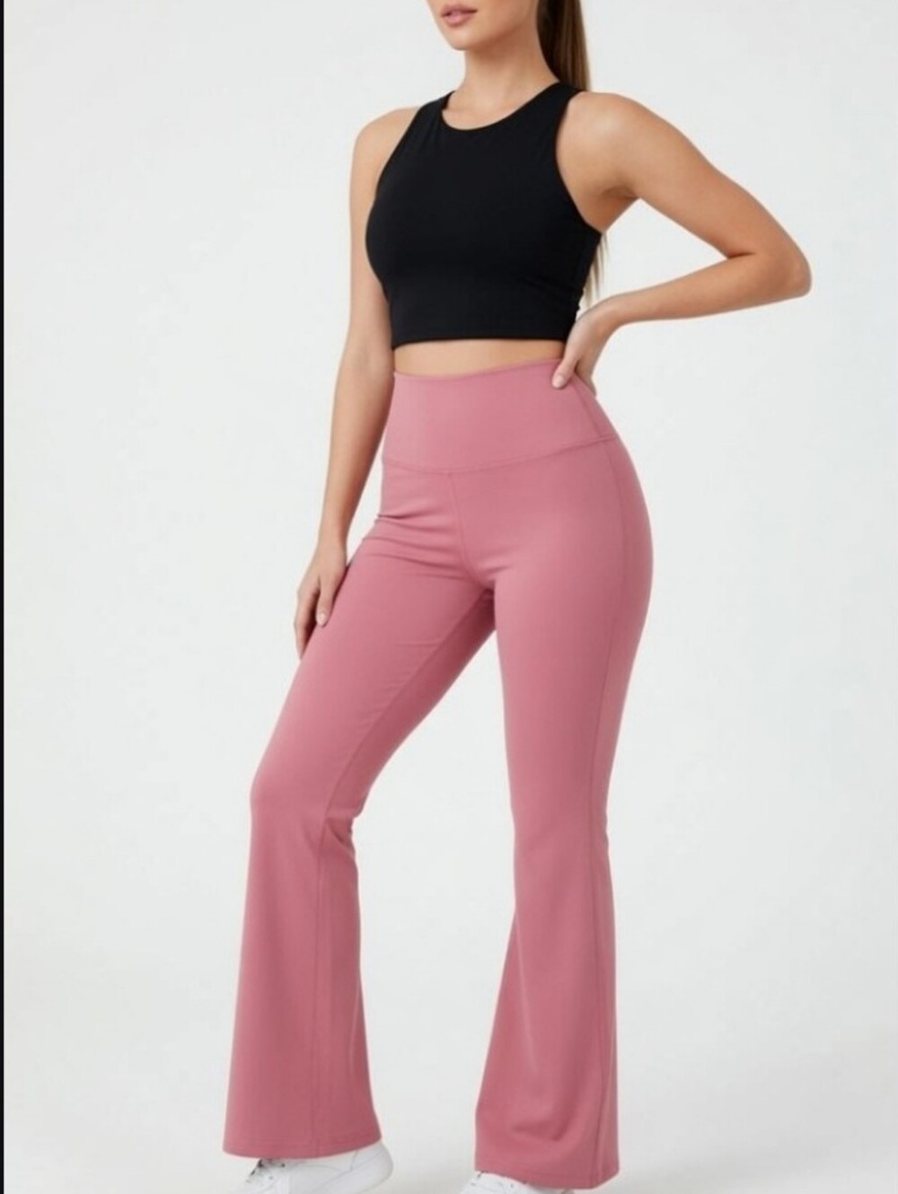 HALARA High-Rise Flare Pants Leggings in Dusty Pink Size Small Petite NWT